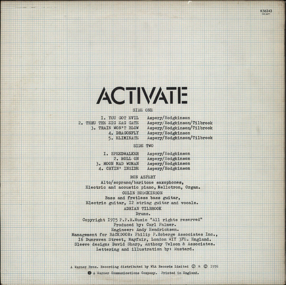 Back Door Activate UK vinyl LP album (LP record)