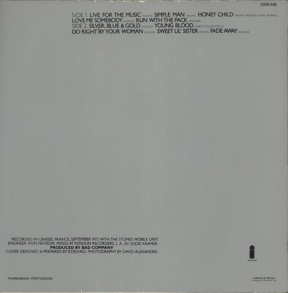 Bad Company Run With The Pack Portuguese vinyl LP album (LP record)