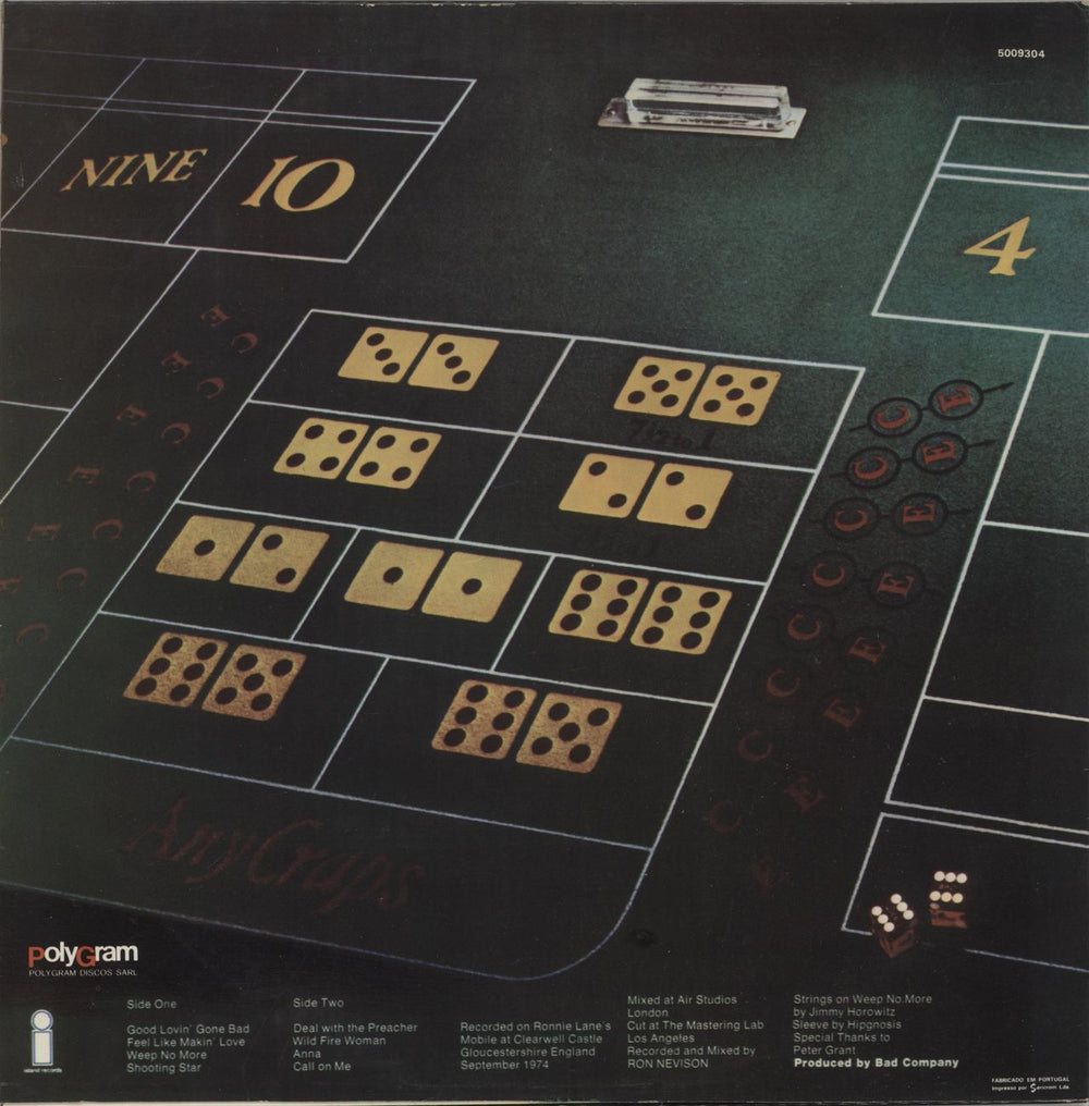 Bad Company Straight Shooter Portuguese vinyl LP album (LP record)