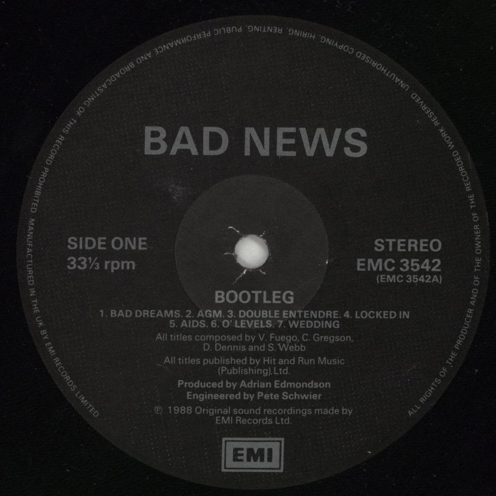 Bad News Bootleg UK vinyl LP album (LP record) BDNLPBO222612