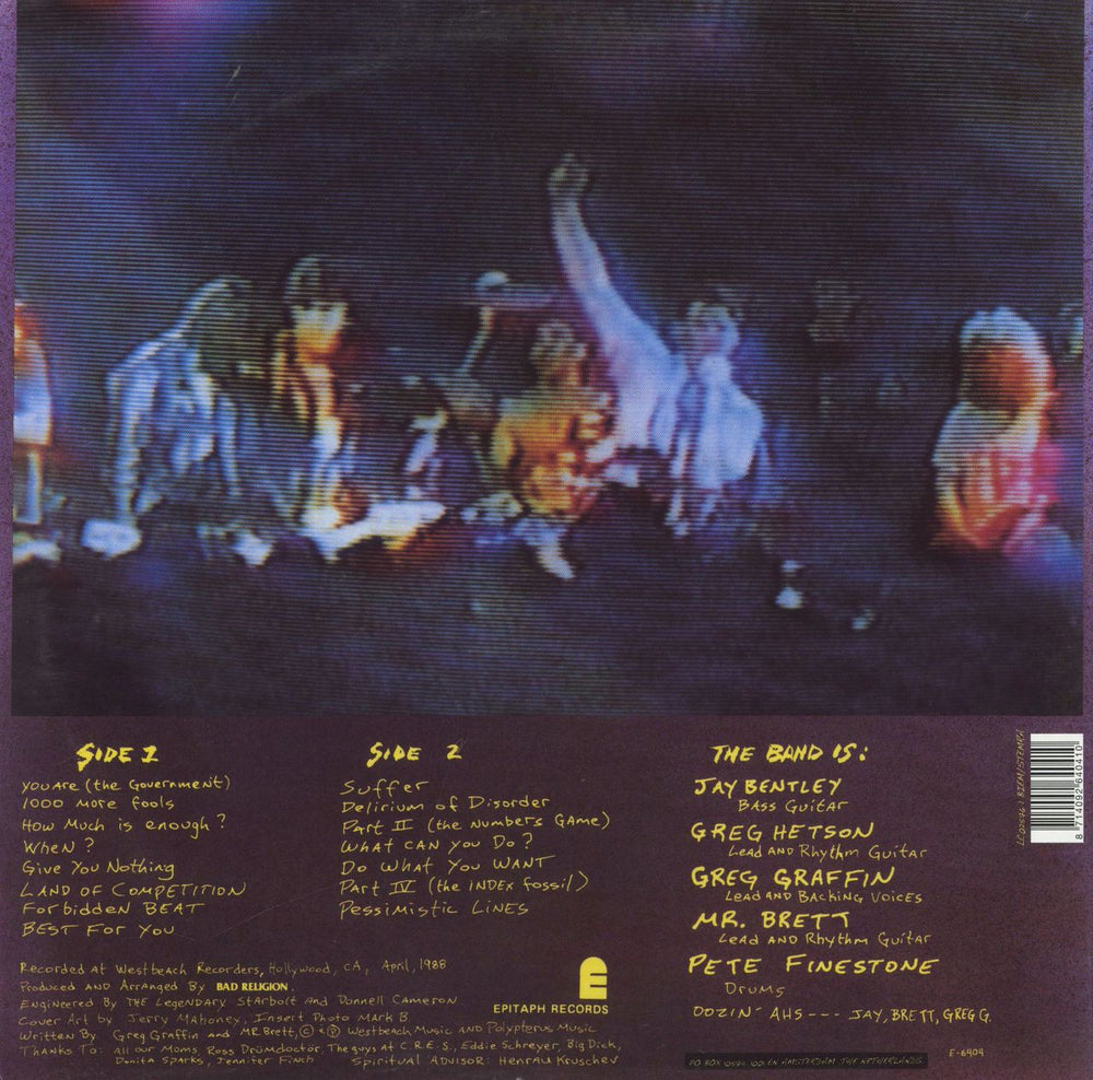 Bad Religion Suffer - Clear with Splatter Vinyl UK vinyl LP album (LP record)