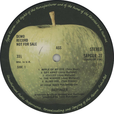 Badfinger Ass - Demo UK Promo vinyl LP album (LP record) BDFLPAS646389