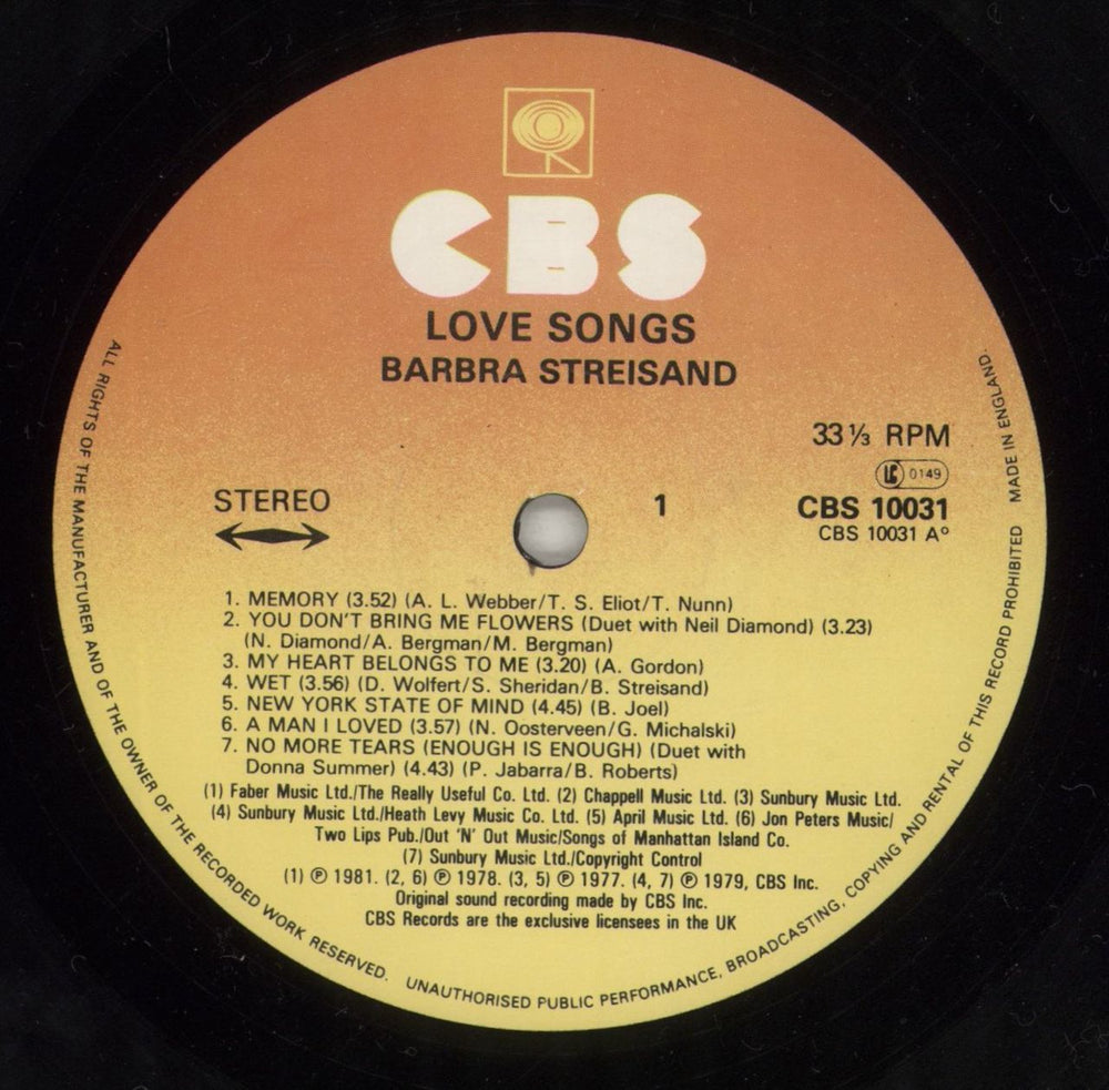 Barbra Streisand Love Songs + Inner UK Promo vinyl LP album (LP record) BARLPLO878632