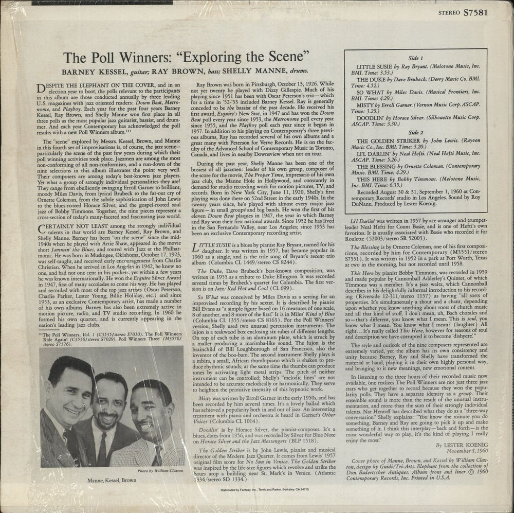 Barney Kessel The Poll Winners: Exploring The Scene US vinyl LP album (LP record)