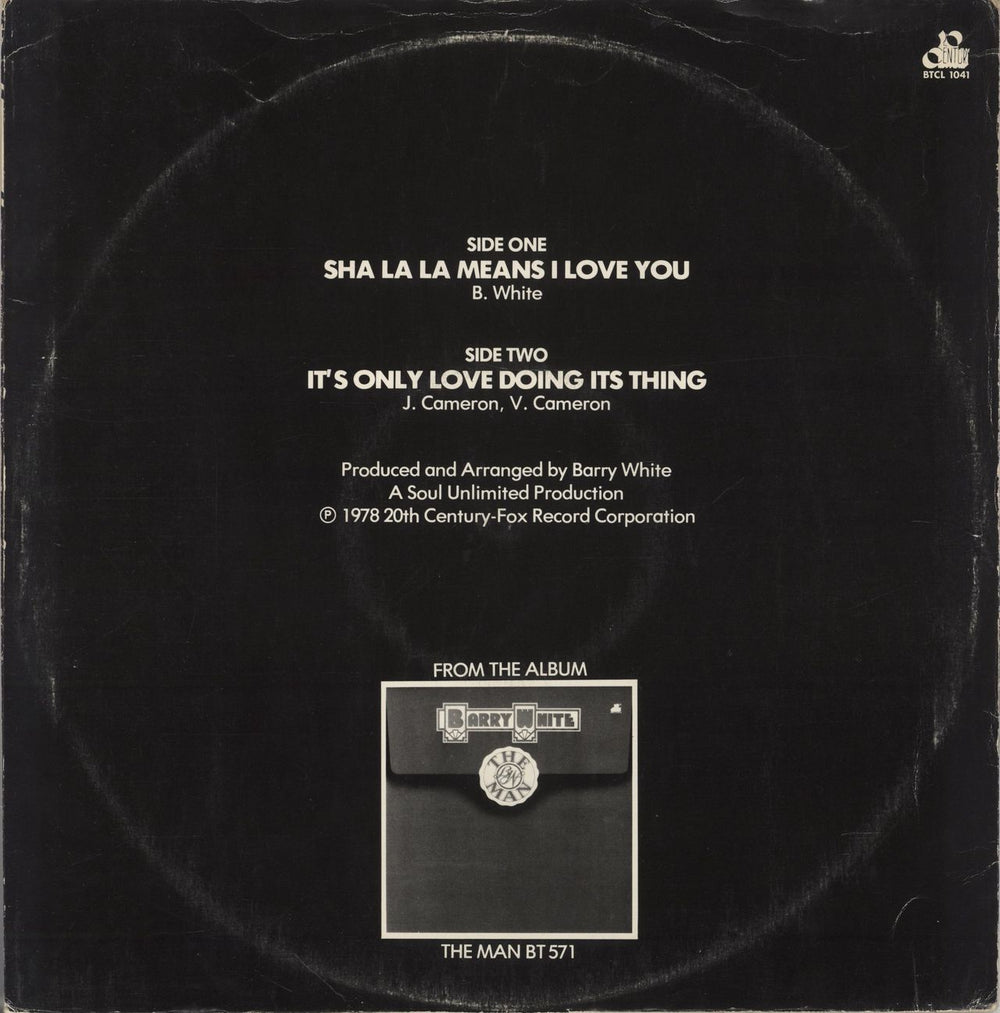 Barry White Sha La La Means I Love You - White Vinyl UK 12" vinyl single (12 inch record / Maxi-single)