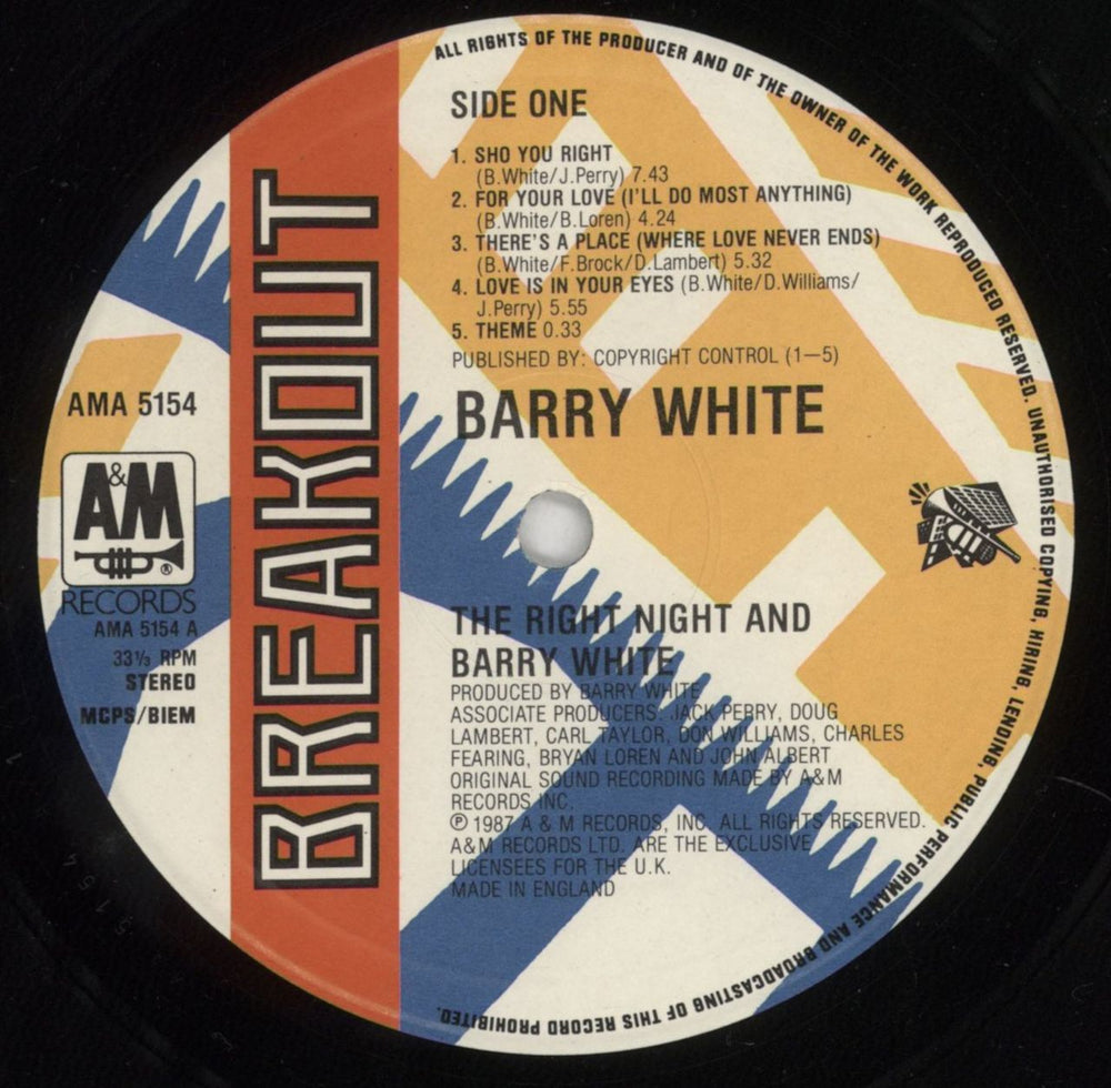 Barry White The Right Night And Barry White UK vinyl LP album (LP record) BRWLPTH295865