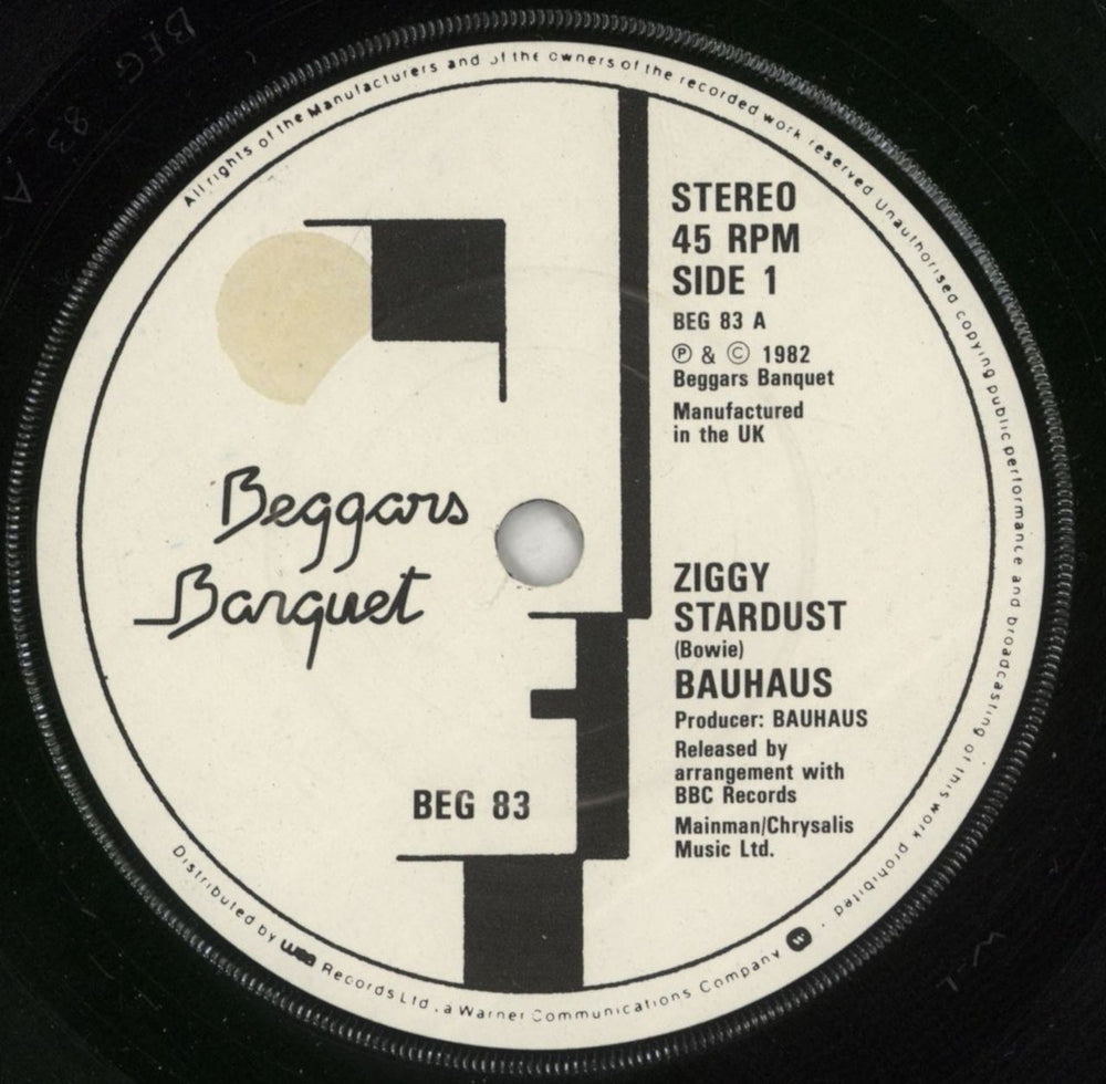 Bauhaus Ziggy Stardust - EX UK 7" vinyl single (7 inch record / 45) BAU07ZI690005