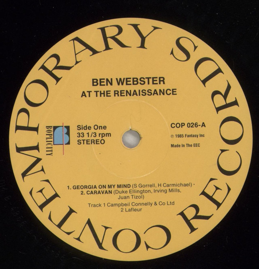 Ben Webster At The Renaissance UK vinyl LP album (LP record) BNWLPAT404776