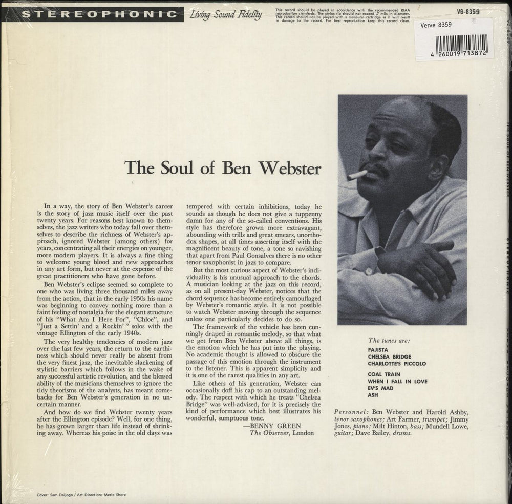 Ben Webster The Soul Of Ben Webster - 180gm Vinyl - Shrink US vinyl LP album (LP record)