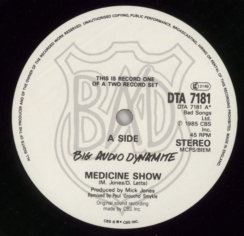 Big Audio Dynamite Medicine Show - Double Pack UK 12" vinyl single (12 inch record / Maxi-single) BAD12ME713333