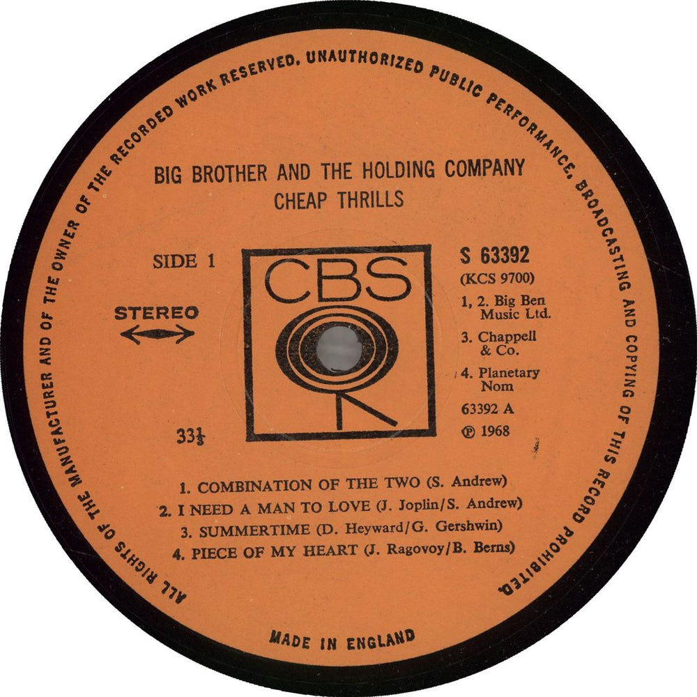 Big Brother & The Holding Company Cheap Thrills - 2nd UK vinyl LP album (LP record)