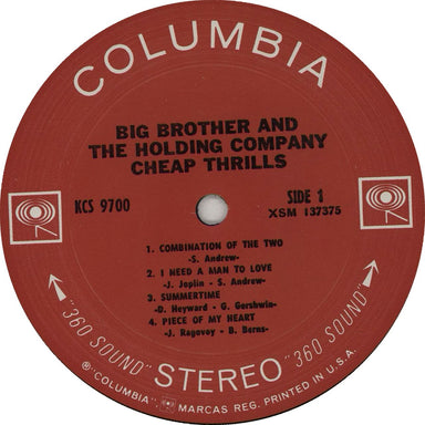 Big Brother & The Holding Company Cheap Thrills US vinyl LP album (LP record) BB&LPCH324526