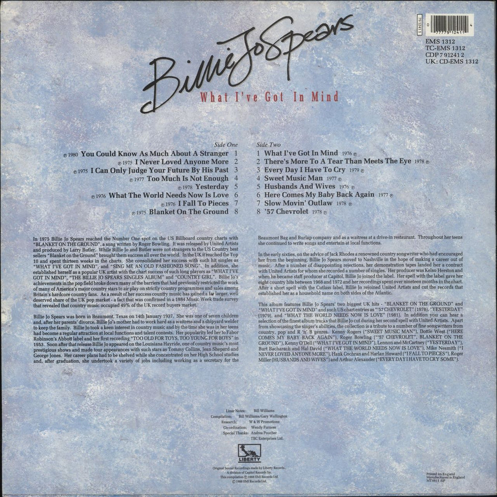 Billie Jo Spears What I've Got In Mind UK vinyl LP album (LP record)