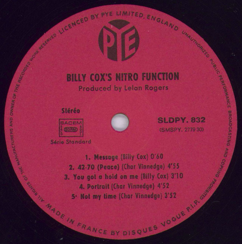 Billy Cox Nitro Function French vinyl LP album (LP record) BIXLPNI358132