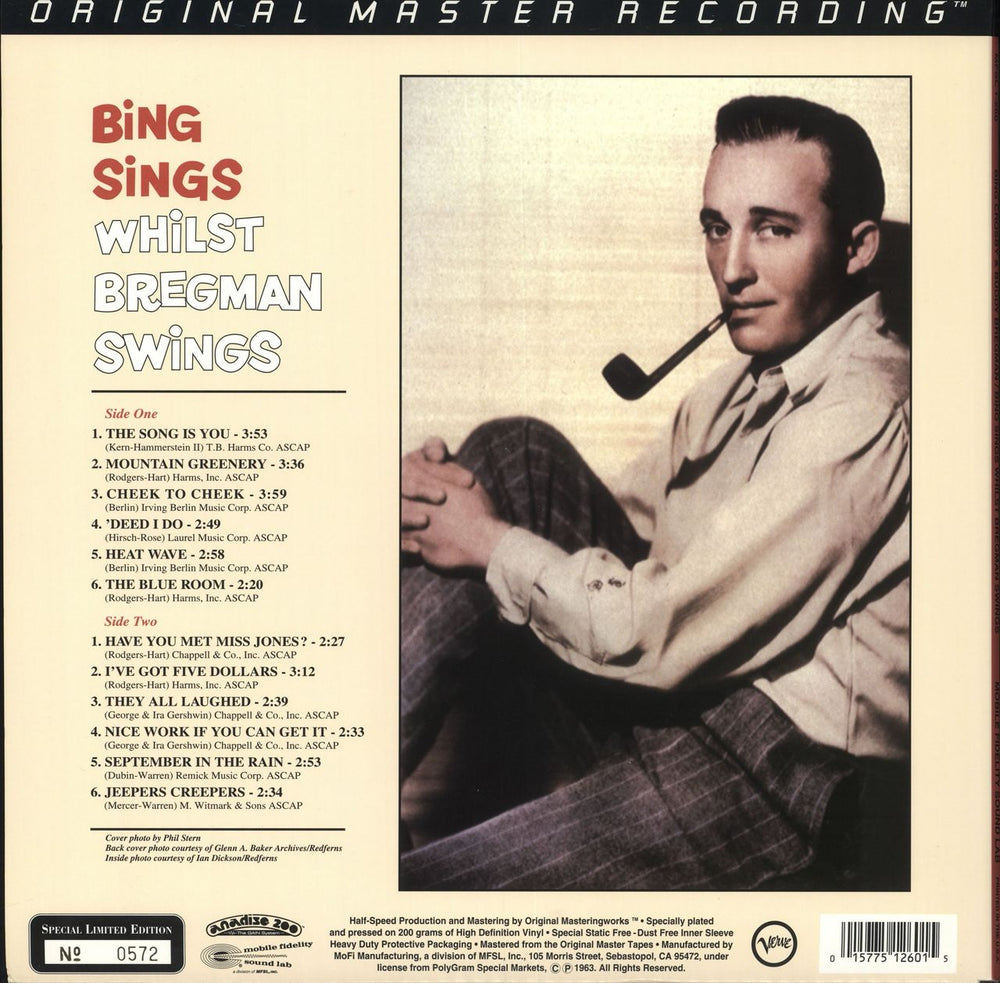 Bing Crosby Bing Sings Whilst Bregman Swings - 200gm US vinyl LP album (LP record) 015775126015
