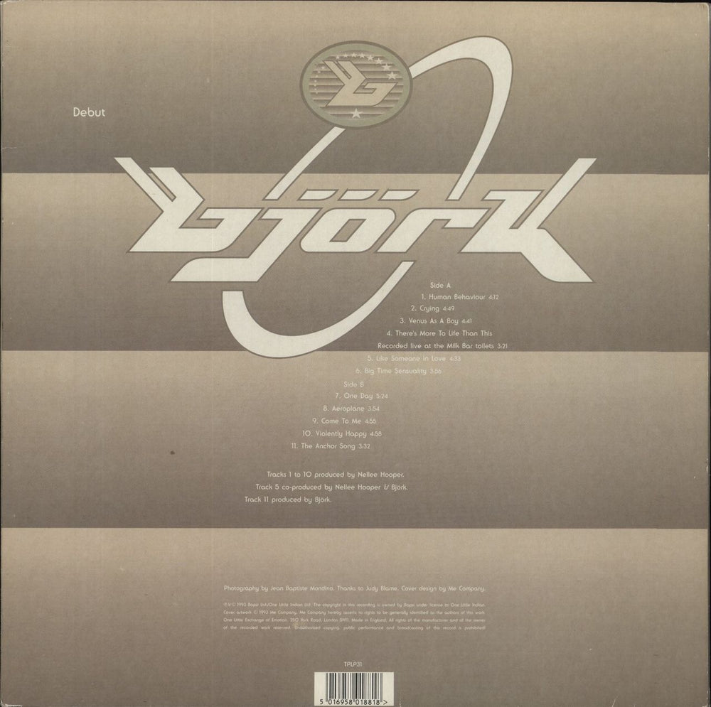 Björk Debut - VG UK vinyl LP album (LP record) 5016958018818