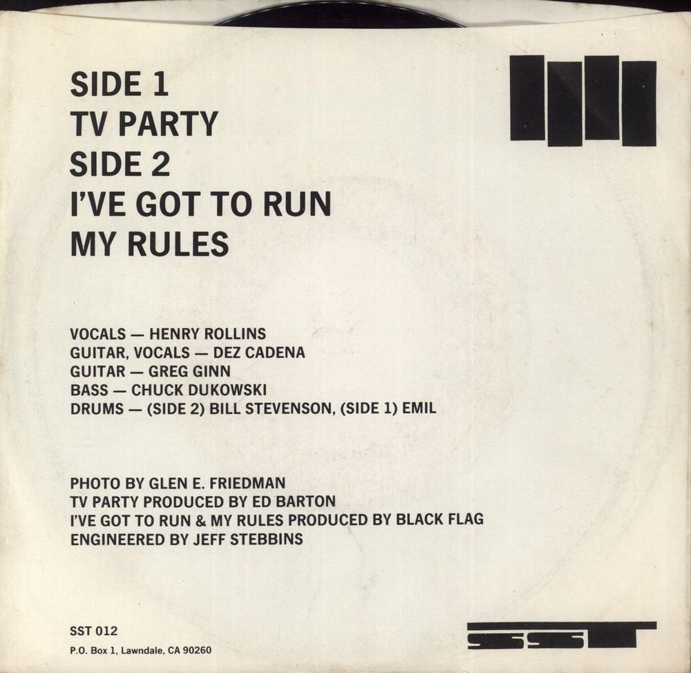 Black Flag TV Party US 7" vinyl single (7 inch record / 45)