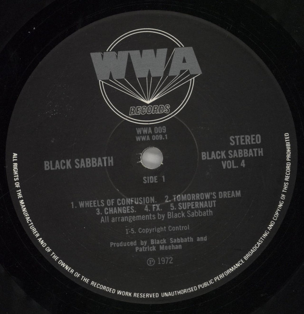Black Sabbath Volume 4 - Transitional Copy UK vinyl LP album (LP record) BLKLPVO858127