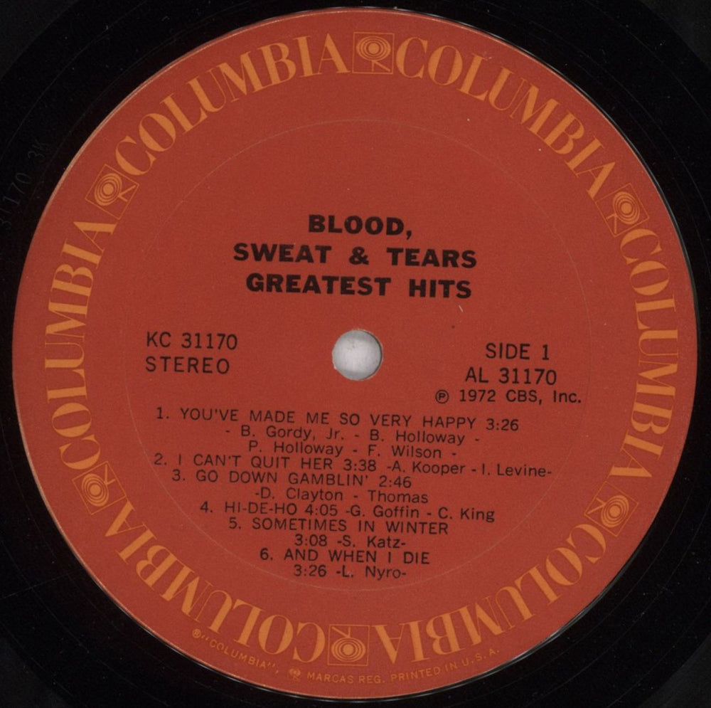 Blood Sweat & Tears Greatest Hits US Promo vinyl LP album (LP record) BS&LPGR843876