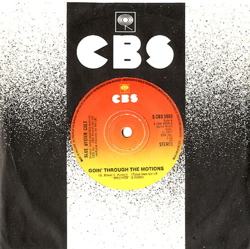 Blue Oyster Cult Goin' Through The Motions UK 7" vinyl single (7 inch record / 45) SCBS5889