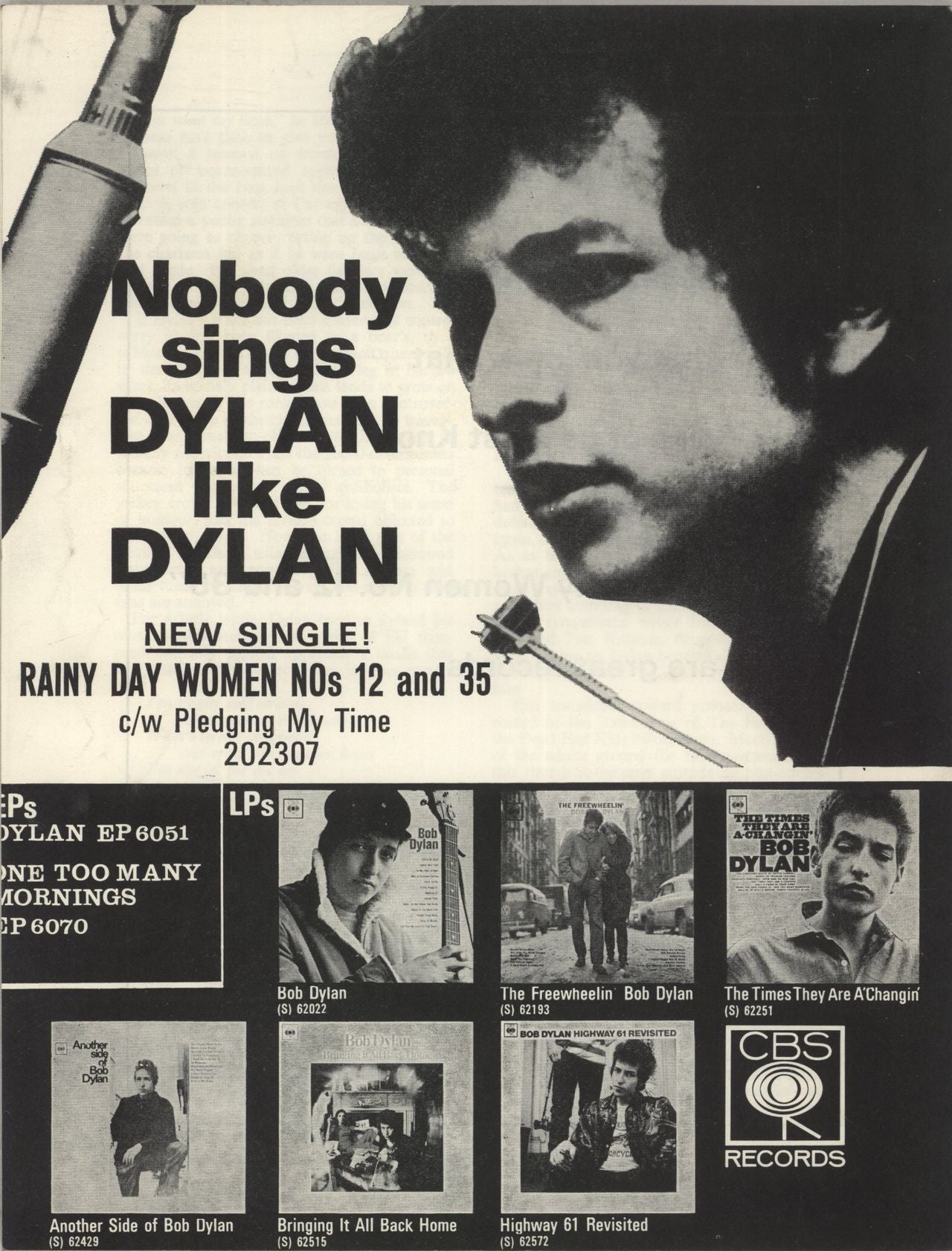 Bob Dylan 1966 UK Tour Programme UK Promo tour programme