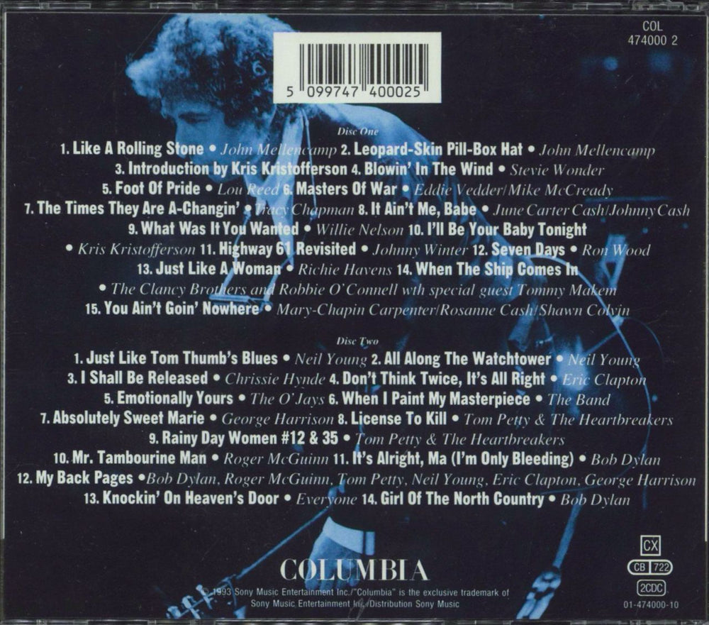 Bob Dylan 30th Anniversary Concert Celebration UK 2 CD album set (Double CD) 5099747400025