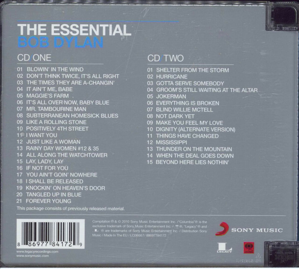 Bob Dylan The Essential Bob Dylan UK 2 CD album set (Double CD) 886977841729