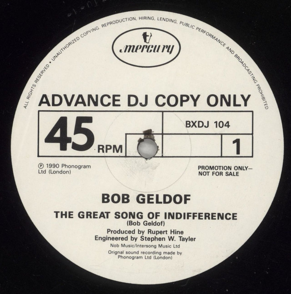 Bob Geldof The Great Song Of Indifference UK 12" vinyl single (12 inch record / Maxi-single) BXDJ104
