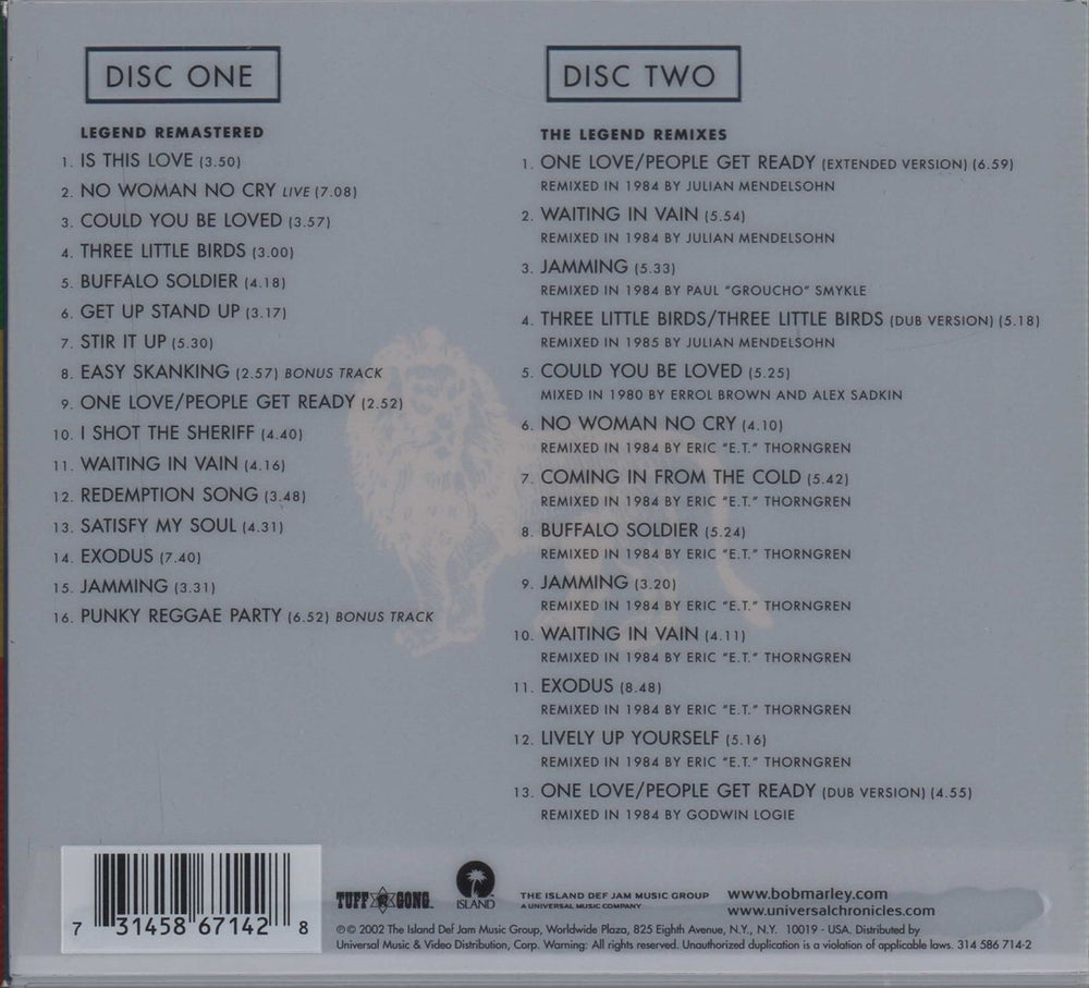 Bob Marley & The Wailers Legend The Best Of - Deluxe Edition UK 2 CD album set (Double CD) BML2CLE208710