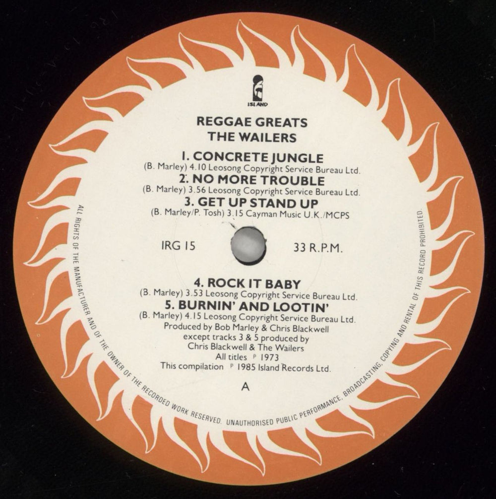 Bob Marley & The Wailers Reggae Greats UK vinyl LP album (LP record) BMLLPRE515806