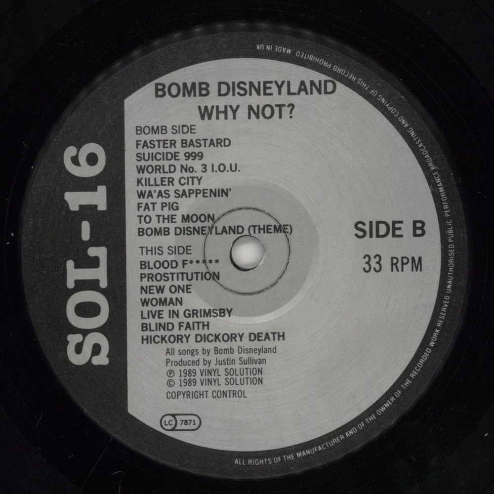 Bomb Disneyland Why Not ? UK vinyl LP album (LP record) E5MLPWH591747