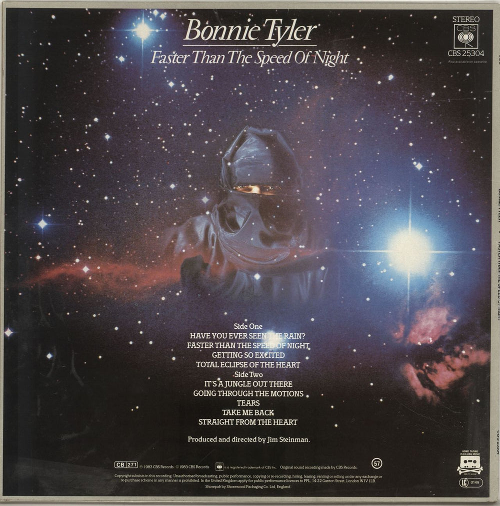 Bonnie Tyler Faster Than The Speed Of Night - Circular Hype Sticker UK vinyl LP album (LP record)