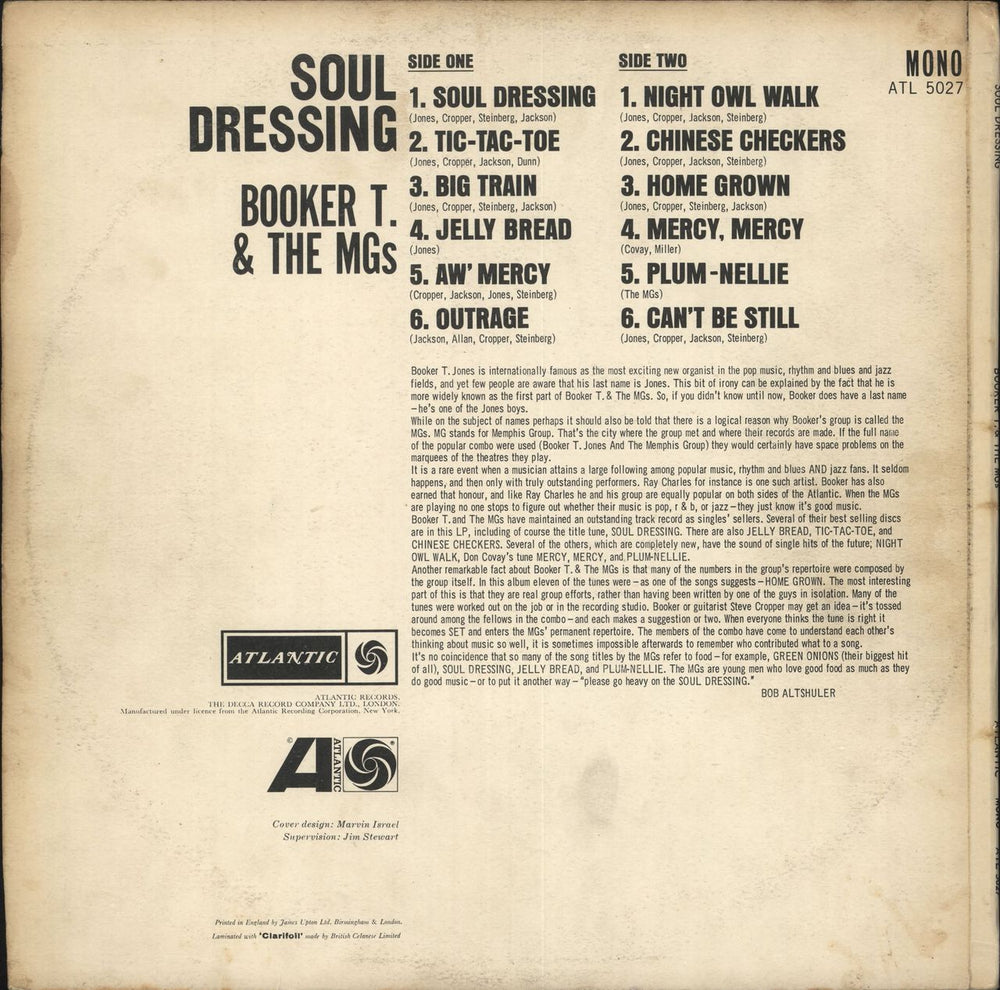 Booker T. & The M.G.'s Soul Dressing - 1st UK vinyl LP album (LP record)