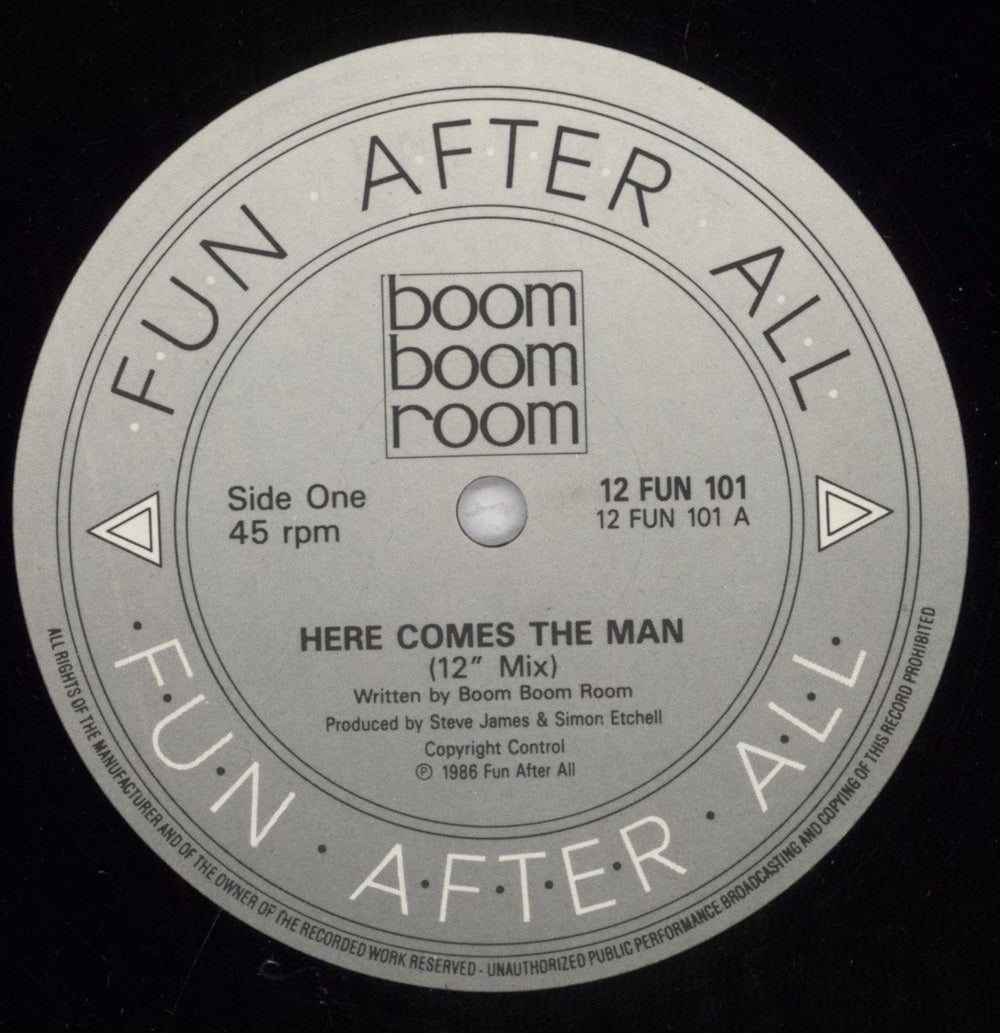 Boom Boom Room Here Comes The Man UK 12" vinyl single (12 inch record / Maxi-single) IQ912HE833196