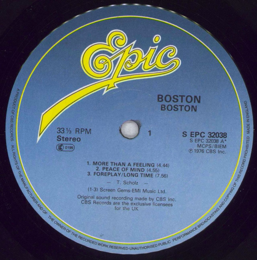 Boston Boston - Blue label - Hypesticker UK vinyl LP album (LP record) BOSLPBO847808