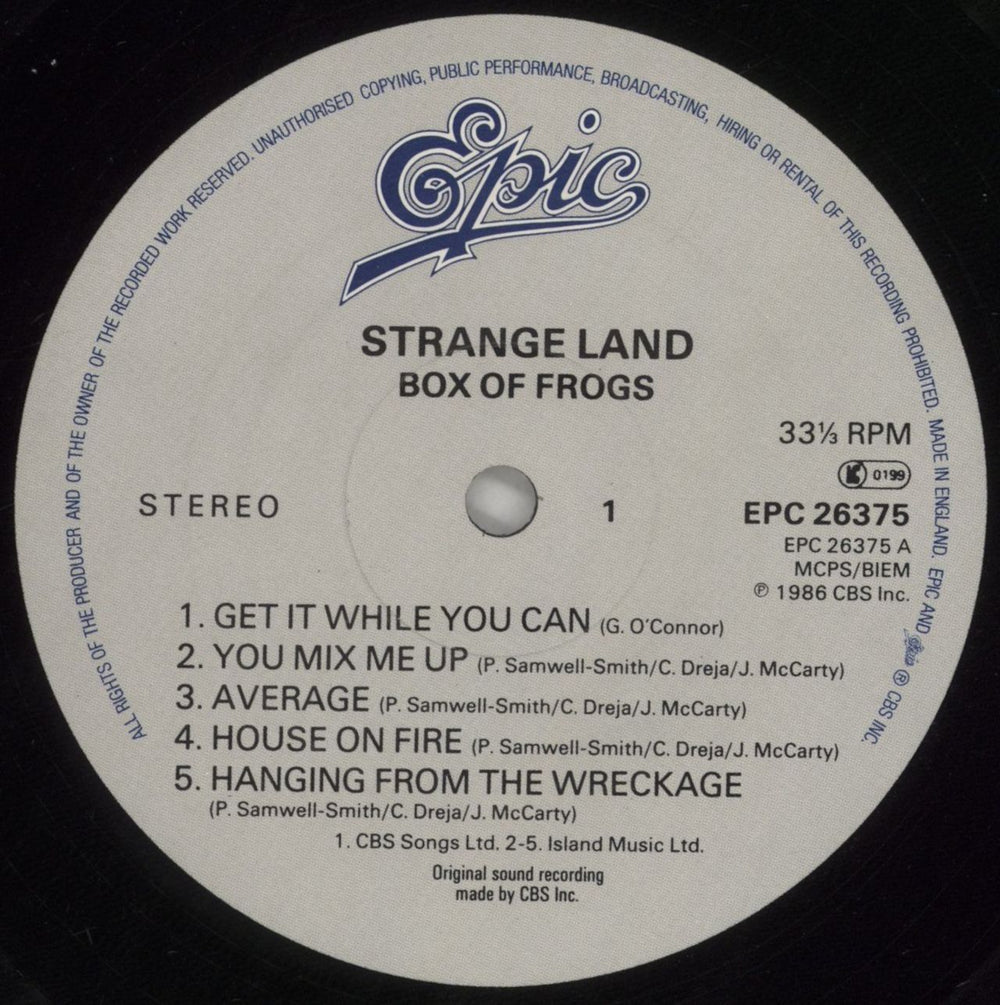 Box Of Frogs Strange Land UK vinyl LP album (LP record) BXFLPST216980