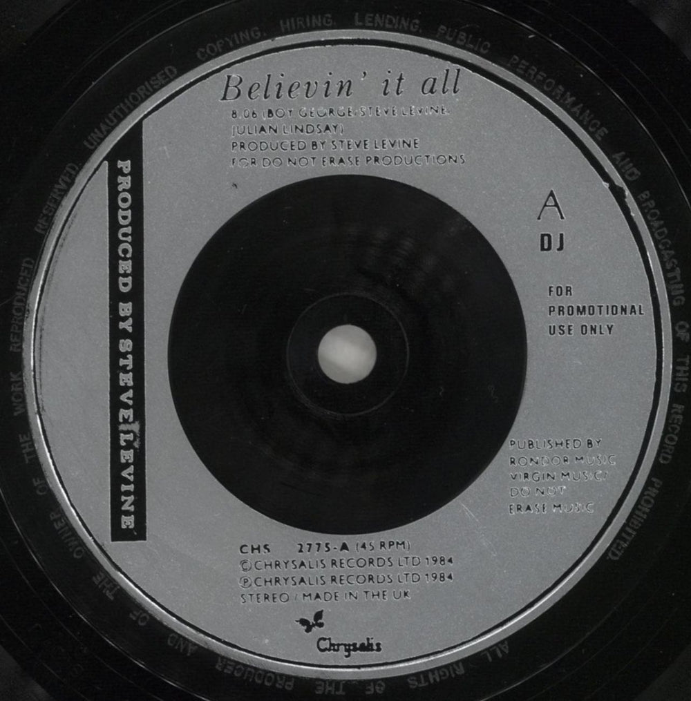 Boy George Believin' It All UK 7" vinyl single (7 inch record / 45) BOY07BE216370