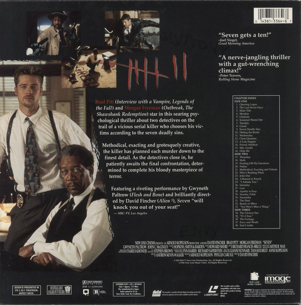 Brad Pitt Seven Japanese laserdisc / lazerdisc