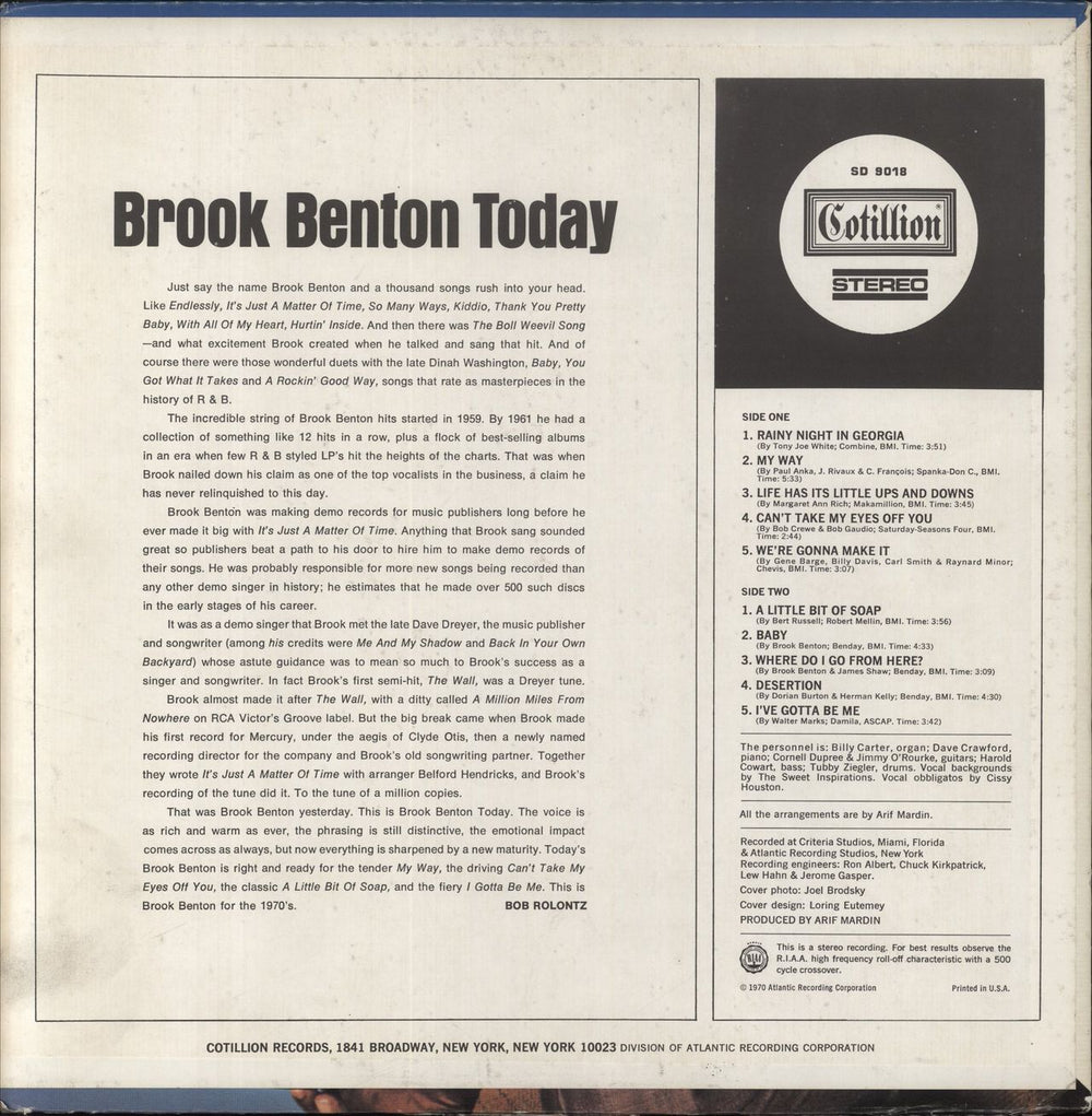 Brook Benton Brook Benton Today US vinyl LP album (LP record)