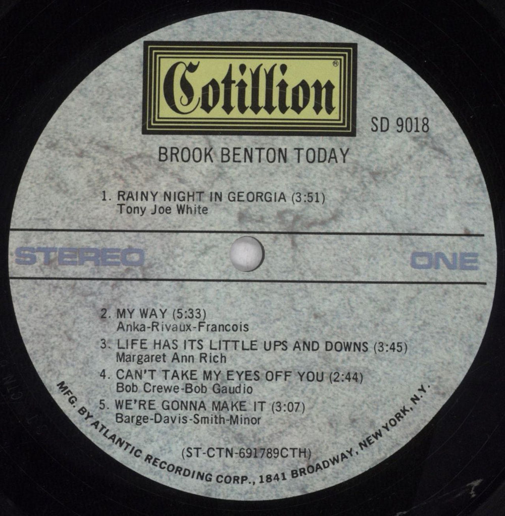 Brook Benton Brook Benton Today US vinyl LP album (LP record) BR0LPBR847982