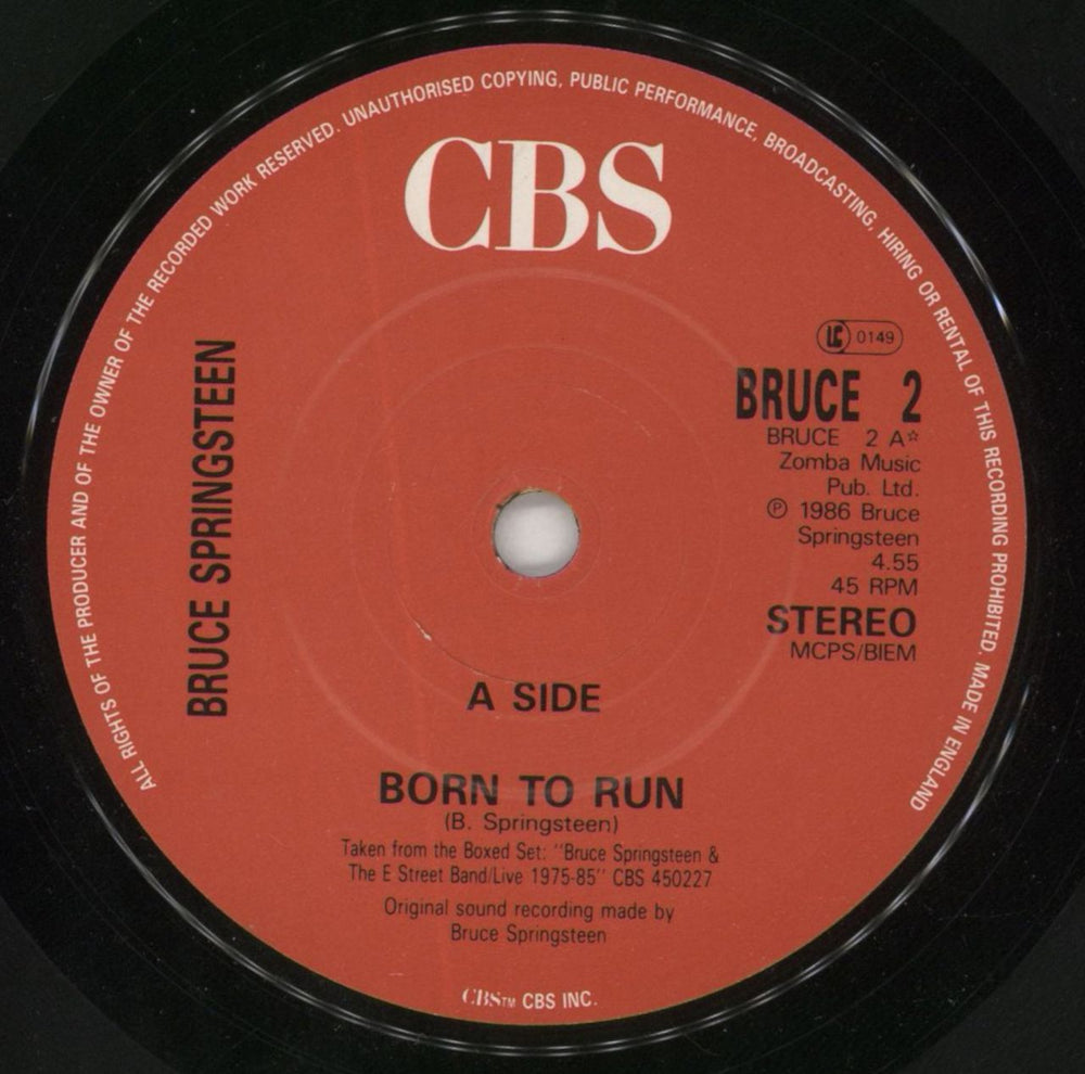 Bruce Springsteen Born To Run Live UK 7" vinyl single (7 inch record / 45) SPR07BO166050