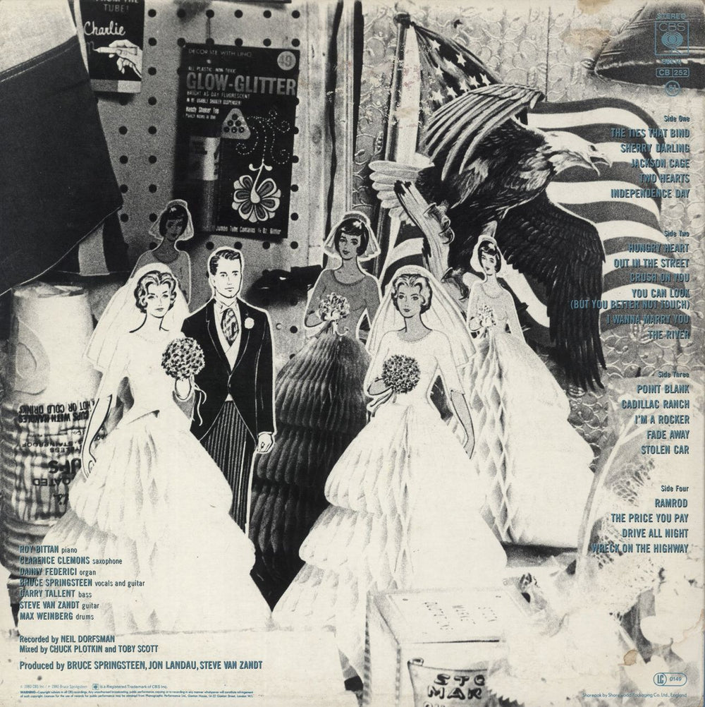 Bruce Springsteen The River - Stickered + Lyric insert UK 2-LP vinyl record set (Double LP Album)