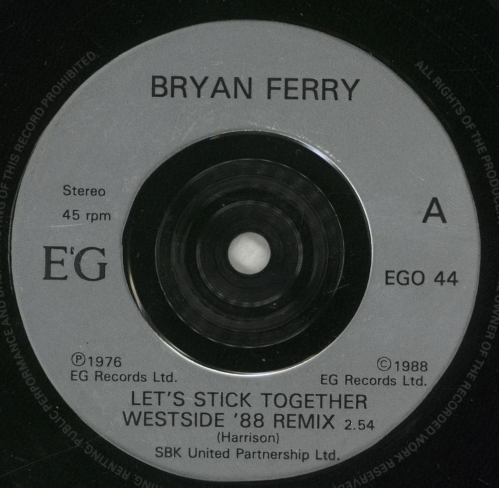 Bryan Ferry Let's Stick Together UK 7" vinyl single (7 inch record / 45) FER07LE36933