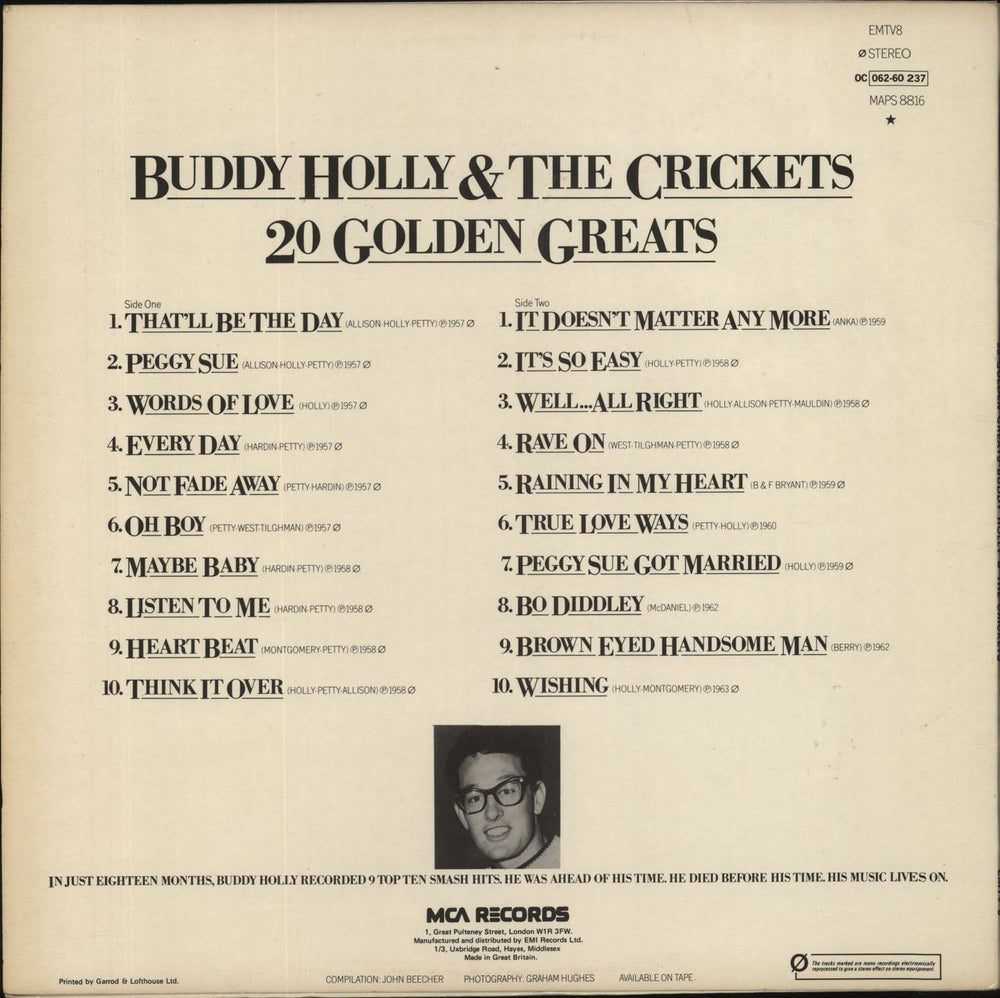 Buddy Holly 20 Golden Greats UK vinyl LP album (LP record)