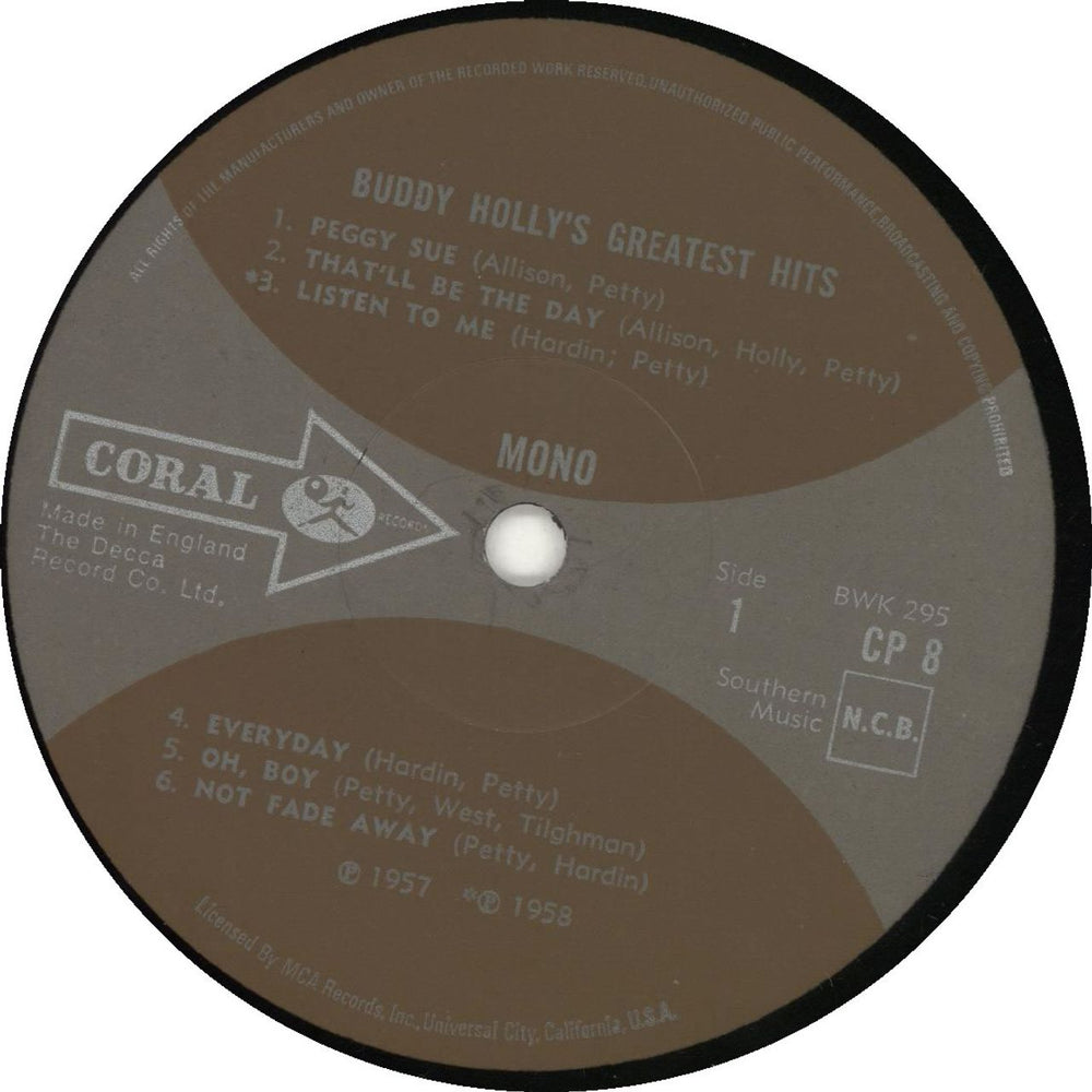 Buddy Holly Greatest Hits UK vinyl LP album (LP record)