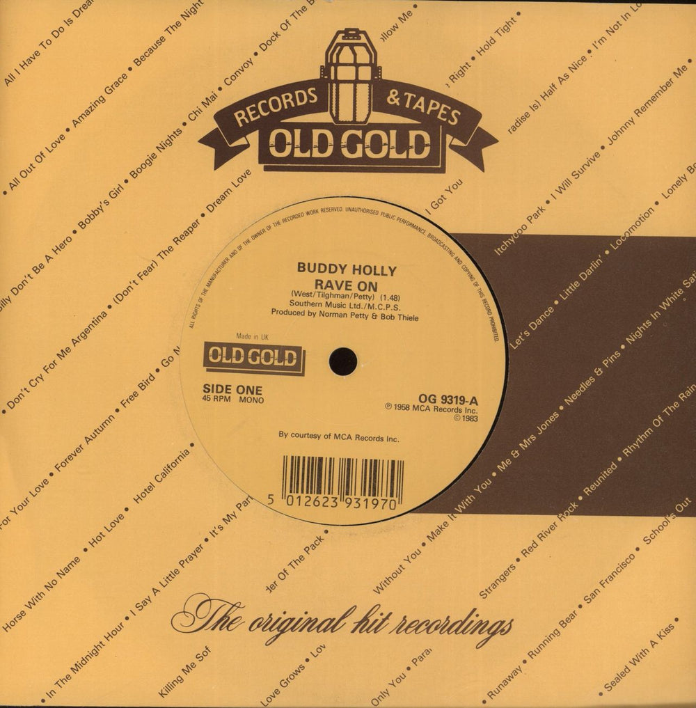 Buddy Holly Rave On UK 7" vinyl single (7 inch record / 45) OG9319