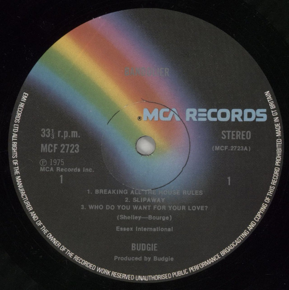 Budgie Bandolier - EX UK vinyl LP album (LP record) BUDLPBA579938