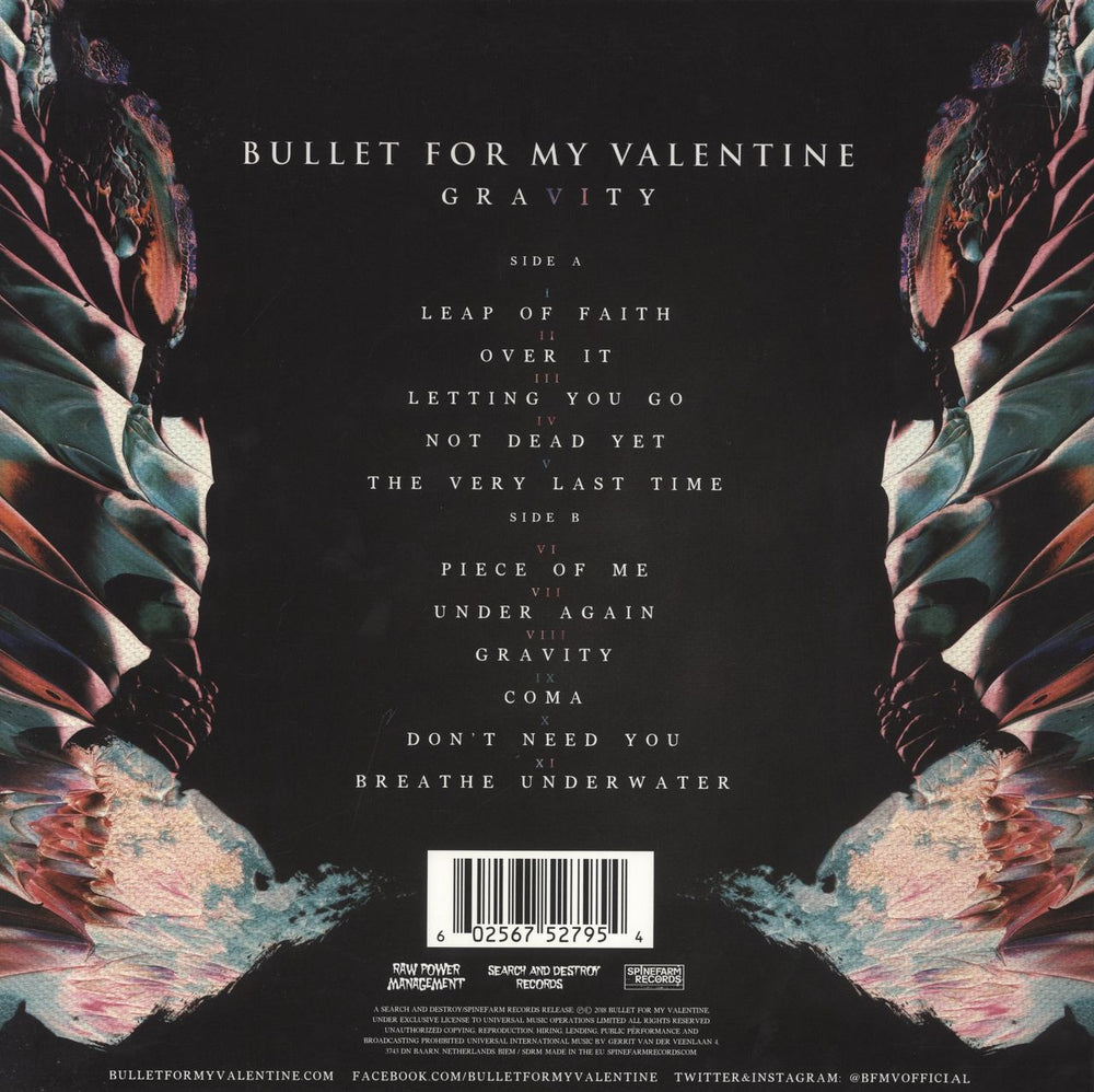 Bullet For My Valentine Gravity - Clear & Black Vinyl UK vinyl LP album (LP record) 602567527954