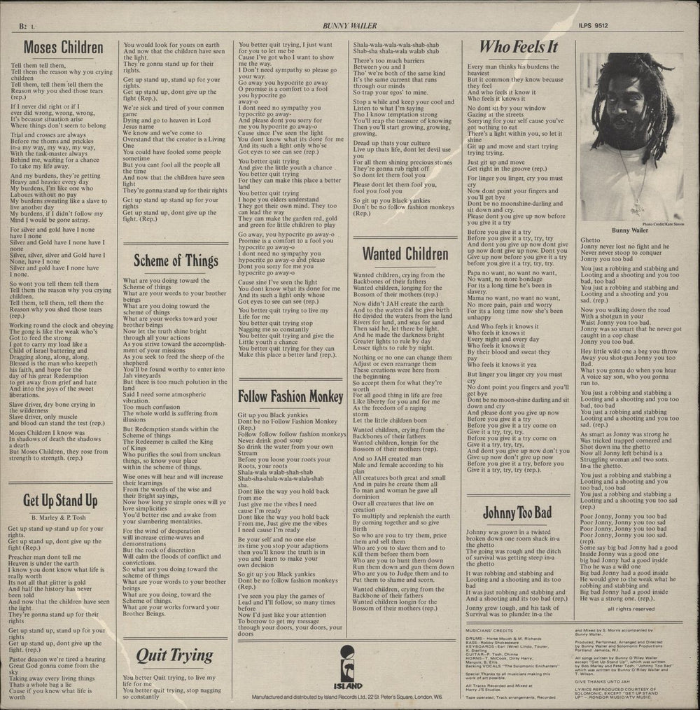 Bunny Wailer Protest UK vinyl LP album (LP record)