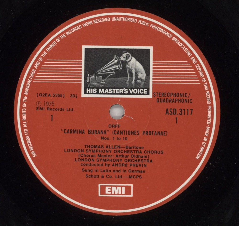 Carl Orff Carmina Burana - Quad UK vinyl LP album (LP record) OB6LPCA484483